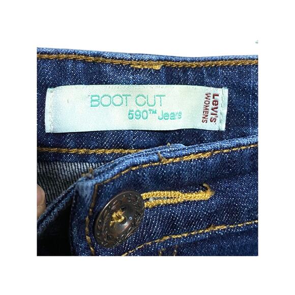 Levis Bootcut 590 Jeans Women 24S Flap Pockets Classic Western 25x28.5 Dark Wash - Picture 6 of 8